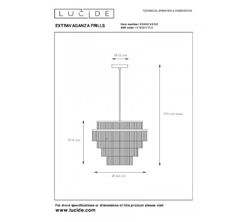 Подвесной светильник Lucide Extravaganza frills 03442/42/02 Подвесной светильник Lucide Extravaganza frills 03442/42/02