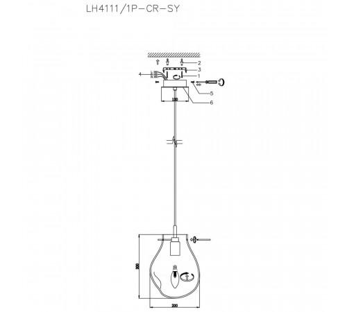 Подвесной светильник Lumien Hall Nertus LH4111/1P-CR-SY Подвесной светильник Lumien Hall Nertus LH4111/1P-CR-SY