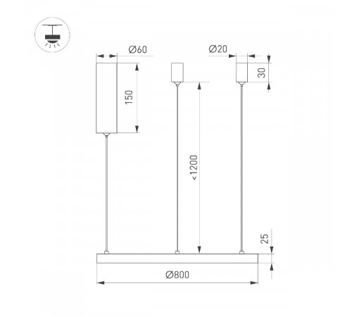Подвесной светильник Arlight SP-CONGO-MULT-1-R800-42W Day4000 (WH, 120 deg, 230V) 046245