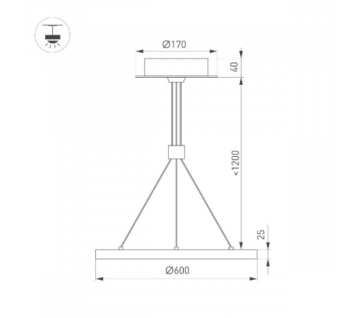 Подвесной светильник Arlight SP-CONGO-CAN-1-R600-36W Warm3000 (WH, 120 deg, 230V) 046231 Подвесной светильник Arlight SP-CONGO-CAN-1-R600-36W Warm3000 (WH, 120 deg, 230V) 046231
