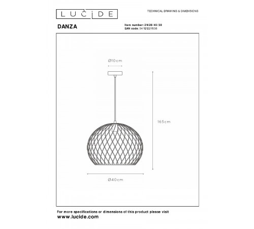 Подвесной светильник Lucide Danza 21428/40/30