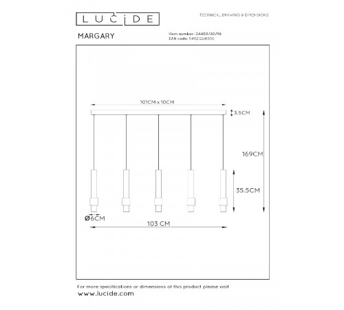 Подвесной светильник Lucide Margary 24400/30/96 Подвесной светильник Lucide Margary 24400/30/96