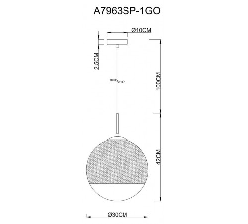 Подвесной светильник Arte Lamp Jupiter Gold A7963SP-1GO Подвесной светильник Arte Lamp Jupiter Gold A7963SP-1GO