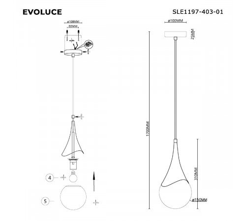 Подвесной светильник Evoluce Fiori SLE1197-403-01