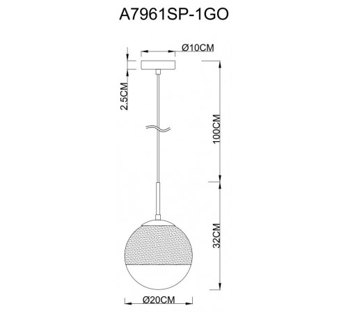Подвесной светильник Arte Lamp Jupiter Gold A7961SP-1GO Подвесной светильник Arte Lamp Jupiter Gold A7961SP-1GO