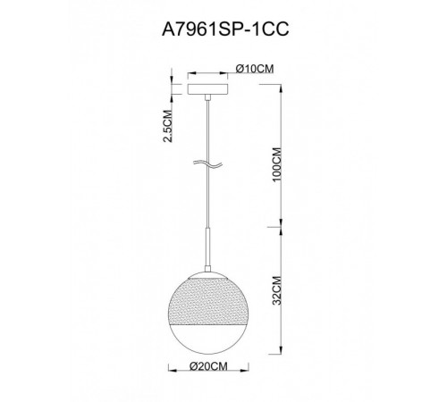 Подвесной светильник ARTE Lamp A7961SP-1CC Подвесной светильник ARTE Lamp A7961SP-1CC