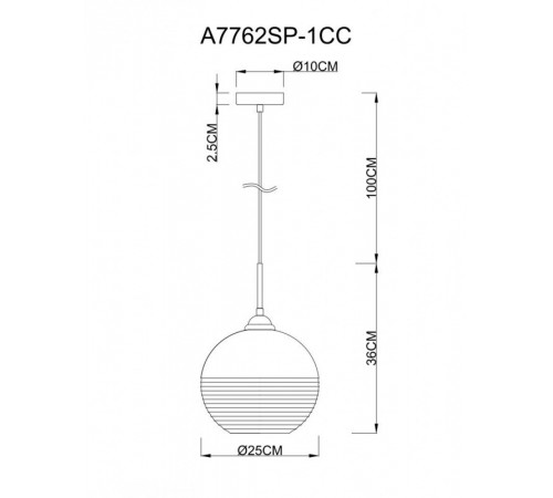 Подвесной светильник ARTE Lamp A7762SP-1CC Подвесной светильник ARTE Lamp A7762SP-1CC