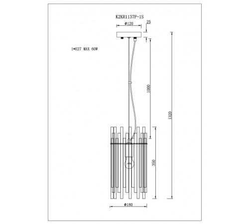 Подвесной светильник Garda Decor K2KR1137P-1S Подвесной светильник Garda Decor K2KR1137P-1S