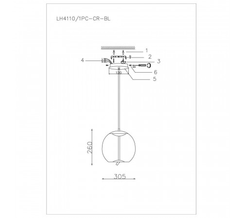 Подвесной светодиодный светильник Lumien Hall Avila LH4110/1PC-CR-BL Подвесной светодиодный светильник Lumien Hall Avila LH4110/1PC-CR-BL