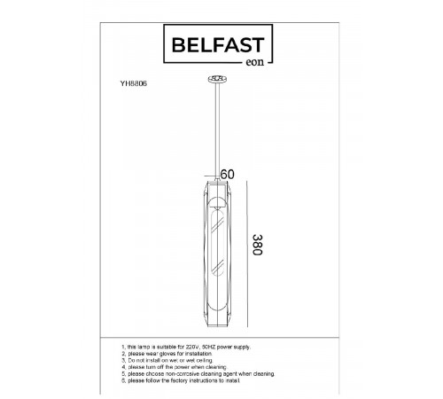 Подвесной светильник Belfast Gibson 6133-1 BR CL Подвесной светильник Belfast Gibson 6133-1 BR CL