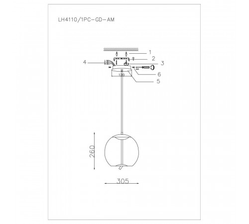 Подвесной светодиодный светильник Lumien Hall Avila LH4110/1PC-GD-AM Подвесной светодиодный светильник Lumien Hall Avila LH4110/1PC-GD-AM