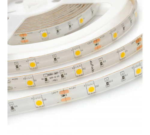 Комплект светодиодной ленты Apeyron 12В 7.2Вт/м smd 5050 30 д/м IP65 5м 3000K (блок, коннектор) 10-02 Комплект светодиодной ленты Apeyron 12В 7.2Вт/м smd 5050 30 д/м IP65 5м 3000K (блок, коннектор) 10-02