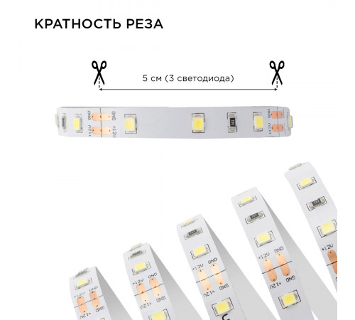 Комплект светодиодной ленты Apeyron 12В 4.8Вт/м smd 3528 60 д/м IP20 2,5м 6500K (блок, коннектор) 10-07 Комплект светодиодной ленты Apeyron 12В 4.8Вт/м smd 3528 60 д/м IP20 2,5м 6500K (блок, коннектор) 10-07