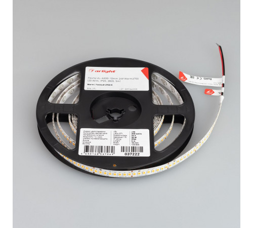 Светодиодная лента Arlight UL-A200-10mm 24V Warm2700 (20 W/m, IP20, 2835, 5m) 037222 Светодиодная лента Arlight UL-A200-10mm 24V Warm2700 (20 W/m, IP20, 2835, 5m) 037222