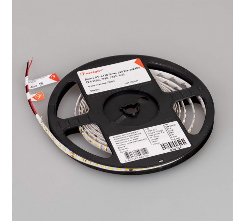 Светодиодная лента Arlight RT-A128-8mm 24V Warm2700 (9.6 W/m, IP20, 2835, 5m) 038759 Светодиодная лента Arlight RT-A128-8mm 24V Warm2700 (9.6 W/m, IP20, 2835, 5m) 038759