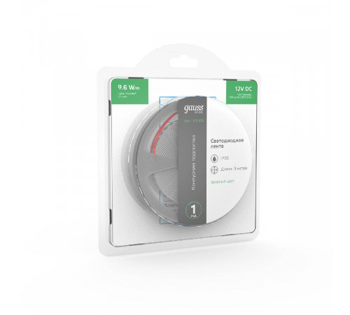 Светодиодная лента Gauss Basic 12В 2835 9,6Вт/м зеленый 3м IP20 BT068 Светодиодная лента Gauss Basic 12В 2835 9,6Вт/м зеленый 3м IP20 BT068