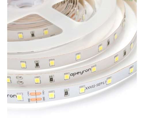 Светодиодная лента Apeyron 24В 14,4Вт/м smd5050 60д/м IP20 800Лм/м 5м 6500К 00-340 Светодиодная лента Apeyron 24В 14,4Вт/м smd5050 60д/м IP20 800Лм/м 5м 6500К 00-340