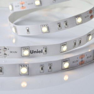 Светодиодная лента Uniel ULS-M22-5050-30LED/m-10mm-IP20-DC12V-7,2W/m-5M-3000K PROFI катушка в герметичной упаковке