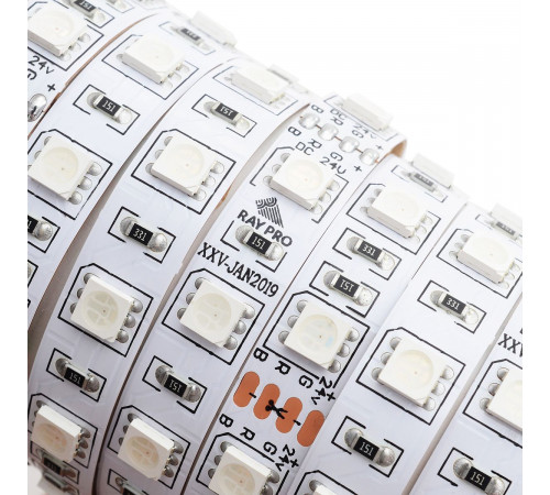 Cветодиодная лента Apeyron 24В 14,4Вт/м smd5050 60д/м IP20 5м RGB 00-310 Cветодиодная лента Apeyron 24В 14,4Вт/м smd5050 60д/м IP20 5м RGB 00-310
