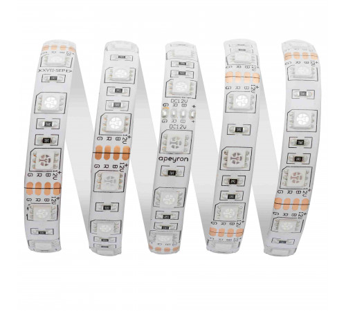 Светодиодная лента Apeyron 12В СТ 14,4Вт/м smd5050 60д/м IP65 5м RGB 00-12 Светодиодная лента Apeyron 12В СТ 14,4Вт/м smd5050 60д/м IP65 5м RGB 00-12