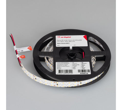 Светодиодная лента Arlight RZ-A160-15mm 24V White6000 (19.2 W/m, IP20, 2835, 5m) 036016 Светодиодная лента Arlight RZ-A160-15mm 24V White6000 (19.2 W/m, IP20, 2835, 5m) 036016