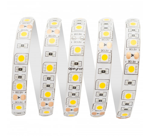 Светодиодная лента Apeyron 12В СТ 14,4Вт/м smd5050 60д/м IP65 700Лм/м 5м 4000К 00-144