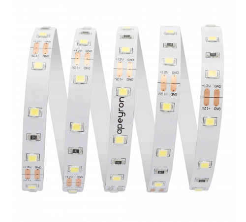 Светодиодная лента Apeyron 12В СТ 4,8Вт/м smd3528, 60д/м IP20 280Лм/м 3м 6500К 206BL