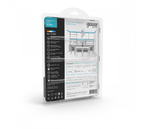 Светодиодная лента Gauss Basic 12В 5050 10Вт/м 4000K 5м IP20 BT043 Светодиодная лента Gauss Basic 12В 5050 10Вт/м 4000K 5м IP20 BT043