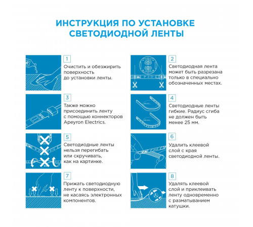 Светодиодная лента Apeyron 12В СТ 14,4Вт/м smd5050 60д/м IP65 700Лм/м 5м 3000К 00-11