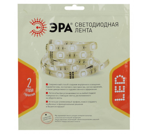 Светодиодная лента Эра 24В 2835 14,4Вт/м 4000K 5м IP33 LS2835-14,4-120-24-33-4000К-5m Б0043099 Светодиодная лента Эра 24В 2835 14,4Вт/м 4000K 5м IP33 LS2835-14,4-120-24-33-4000К-5m Б0043099