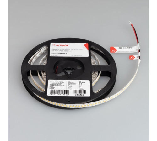 Светодиодная лента Arlight UL-A200-10mm 24V Warm3000 (20 W/m, IP20, 2835, 5m) 037224 Светодиодная лента Arlight UL-A200-10mm 24V Warm3000 (20 W/m, IP20, 2835, 5m) 037224