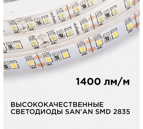Светодиодная лента Apeyron Стандарт 12В 2835 14,4Вт/м 400К 5м IP20 00-53 Светодиодная лента Apeyron Стандарт 12В 2835 14,4Вт/м 400К 5м IP20 00-53