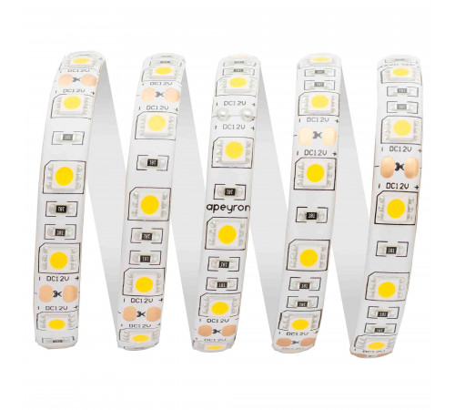 Светодиодная лента Apeyron 12В СТ 14,4Вт/м smd5050 60д/м IP65 700Лм/м 5м 3000К 00-11