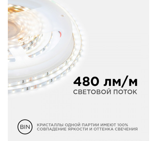 Светодиодная лента Apeyron 24В 5,4Вт/м smd2216, 120д/м IP20 480Лм/м 5м 4000К R00-379 Светодиодная лента Apeyron 24В 5,4Вт/м smd2216, 120д/м IP20 480Лм/м 5м 4000К R00-379
