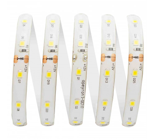 Светодиодная лента Apeyron 12В СТ 4,8Вт/м smd3528, 60д/м IP65 280Лм/м 5м 3000К 00-09