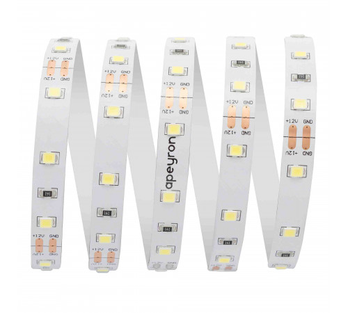 Светодиодная лента Apeyron 12В СТ 4,8Вт/м smd3528, 60д/м IP20 280Лм/м 5м 6500К 00-02 Светодиодная лента Apeyron 12В СТ 4,8Вт/м smd3528, 60д/м IP20 280Лм/м 5м 6500К 00-02