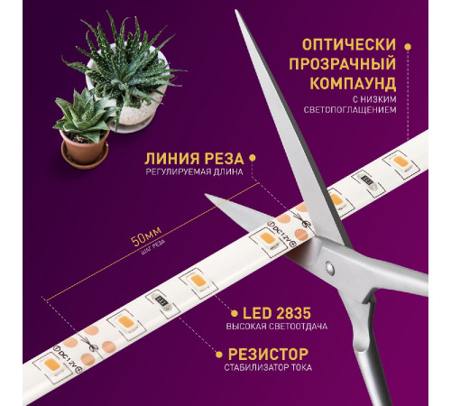 Светодиодная лента для растений Эра 18Вт 1400K 2м IP65 FITO-Strip Light-RB-2m красно-синего спектра Б0057282 Светодиодная лента для растений Эра 18Вт 1400K 2м IP65 FITO-Strip Light-RB-2m красно-синего спектра Б0057282