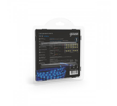 Светодиодная влагозащищенная лента Gauss 4,8W/m 60LED/m 2835SMD синий 5M 311000505