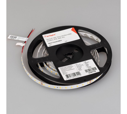 Светодиодная лента Arlight RT-A90-10mm 24V Warm3000 4.8 W/m, IP20, 2835, 5m 038778 Светодиодная лента Arlight RT-A90-10mm 24V Warm3000 4.8 W/m, IP20, 2835, 5m 038778