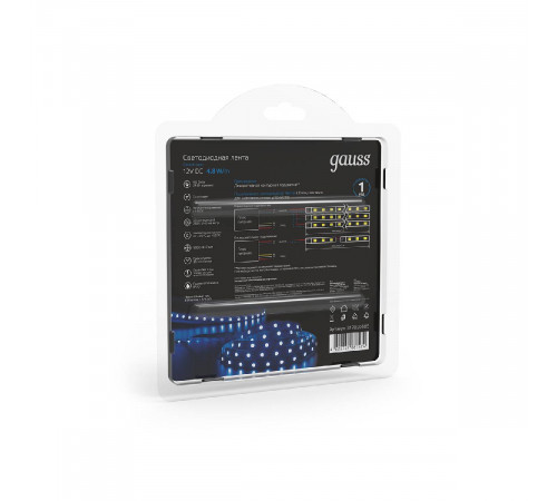 Светодиодная лента Gauss 4,8W/m 60LED/m 2835SMD синий 5M 312000505 Светодиодная лента Gauss 4,8W/m 60LED/m 2835SMD синий 5M 312000505