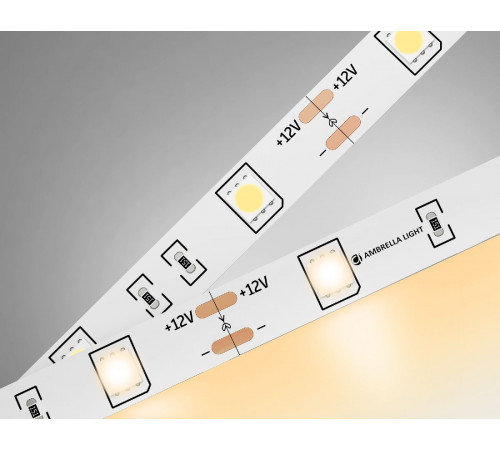 Светодиодная лента Ambrella Light LED Strip 12В 5050 7,2Вт/м 3000K 5м IP20 GS1801 Светодиодная лента Ambrella Light LED Strip 12В 5050 7,2Вт/м 3000K 5м IP20 GS1801