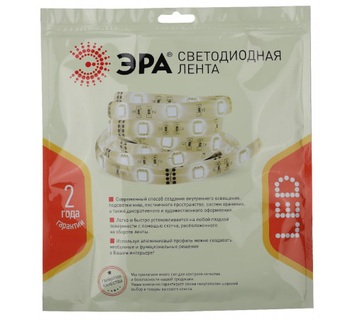Светодиодная лента Эра 24В 5050 14,4Вт/м 4000К 5м IP33 LS5050-14,4-60-24-33-4000К-5m Б0043114 Светодиодная лента Эра 24В 5050 14,4Вт/м 4000К 5м IP33 LS5050-14,4-60-24-33-4000К-5m Б0043114