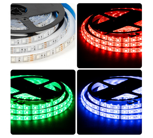 Светодиодная влагозащищенная лента Apeyron 12В 5050 14,4Вт/м RGB 5м IP65 LSE-276