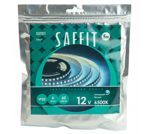 Светодиодная лента Saffit SST01 12В 6Вт/м 6500К 5м IP20 55239