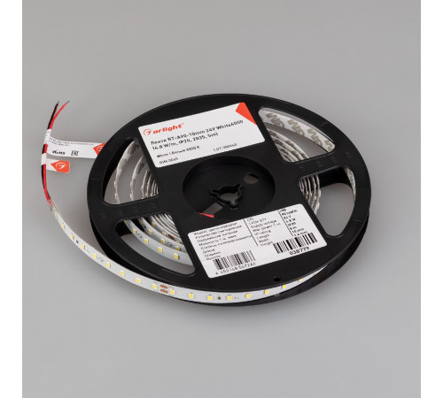 Светодиодная лента Arlight RT-A90-10mm 24V White6000 4.8 W/m, IP20, 2835, 5m 038779 Светодиодная лента Arlight RT-A90-10mm 24V White6000 4.8 W/m, IP20, 2835, 5m 038779