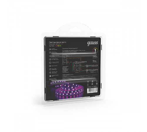 Светодиодная влагозащищенная лента Gauss 7,2W/m 30LED/m 5050SMD RGB 5M 311000407 Светодиодная влагозащищенная лента Gauss 7,2W/m 30LED/m 5050SMD RGB 5M 311000407