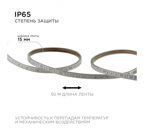Светодиодная лента Apeyron Эконом 220В 5050 8Вт/м RGB 50м IP65 O17-10