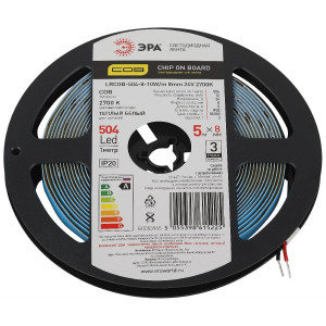 Светодиодная лента Эра 24В 10Вт/м 2700K 5м IP20 LRCOB-504-8 10W/m 8mm 24V 2700K 3year Б0053965