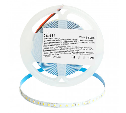 Светодиодная лента Saffit SST02 12В 9,6Вт/м 4000К 5м IP20 55241