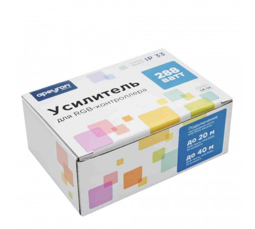 Усилитель RGB Apeyron 12В 288Вт 3 канала*8А 04-04(288) Усилитель RGB Apeyron 12В 288Вт 3 канала*8А 04-04(288)